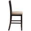 Fauteuil brun clair et à hauteur de comptoir de 2 sièges rembourrés élégants pour la salle à manger et 2 chaises de style transitionnel avec dossier rectangulaire