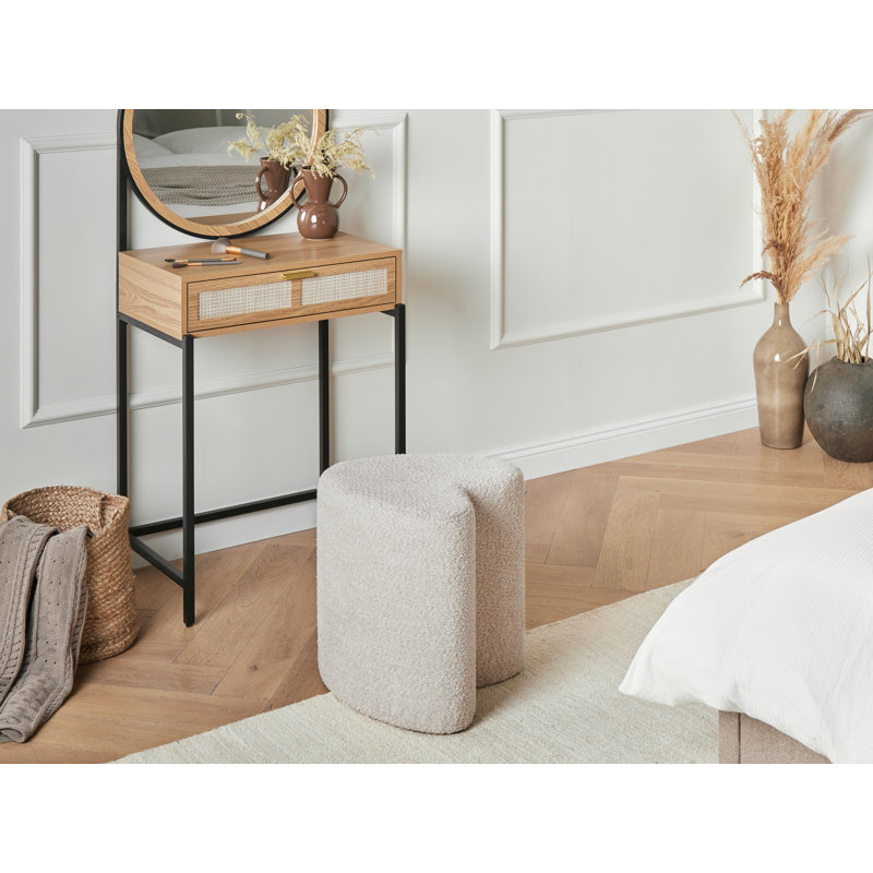 40cm Wide Heart Solid Colour Pouffe Ottoman, Beige