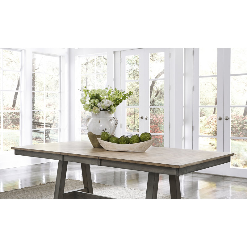 Keswick Trestle Dining Table w/ 18" Leaf, Gray