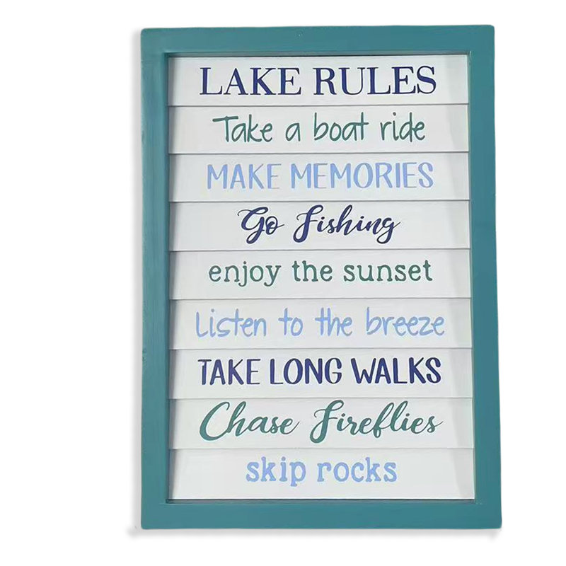 Décoration murale en bois Teal Lake Rules
