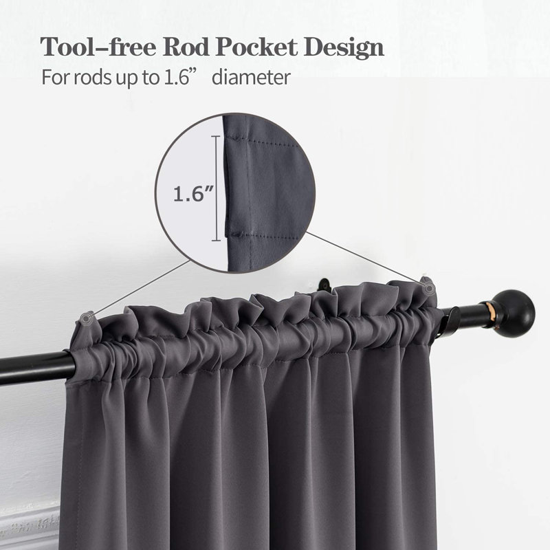 Blackout Curtain Pair, Gray, 38" W x 72" L