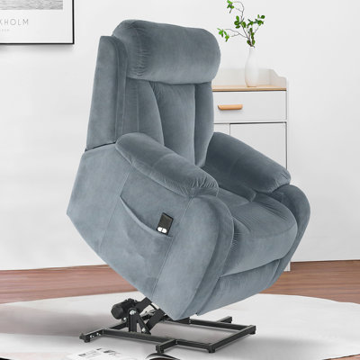 Power Lift Chair Electric Recliner Velvet Fabric Sofa Side Pocket Mechanism Remote Control -  Dazone, DZ_W2