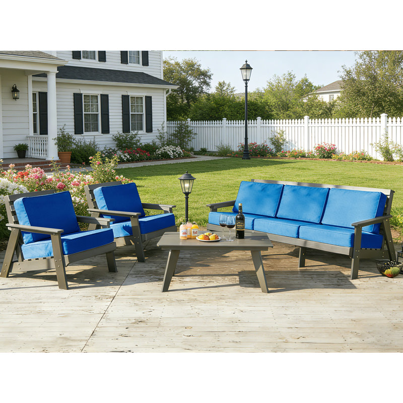 Outdoor Seat Cushion Set, Waterproof & Fade Resistant Patio Chair Cushions, Outdoors Cushion For Patio Furniture, 24 X 24 X 6 Inch, Outdoor Couch Cushions With Zippers，Navy Blue