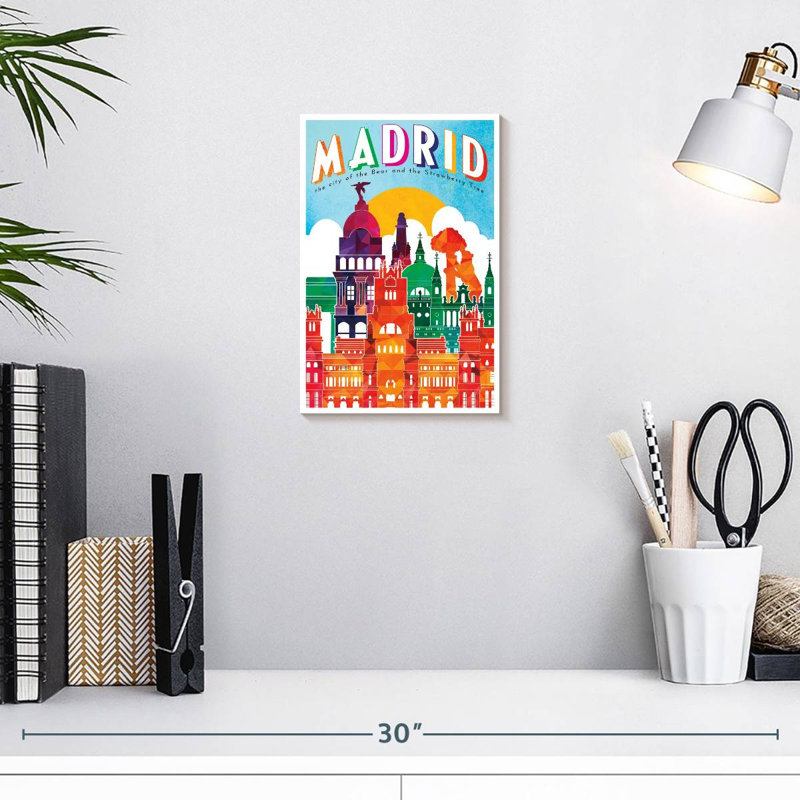 Affiche rétro de Madrid, Madrid, H 12 po x l 8 po
