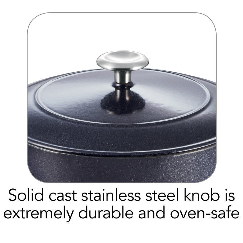 Dark Blue Enameled Cast Iron 5.5-Quart Round Dutch Oven