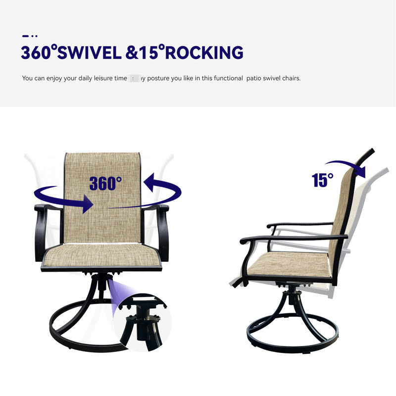 360 Rotation Outdoor Chairs  2  - , Frame Perfect For Garden, Front Porch, Backyard Swivel 2 Sling, Ideal Deck, Lawn