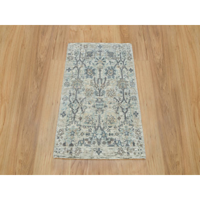 2'0" x 3'1" New Hand Knotted Ivory Wool & Silk Rectangle Oriental Rug - MOA10290253