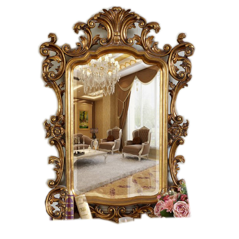 Rosia Solid And Engineered Wood Flat Mirror, Gold