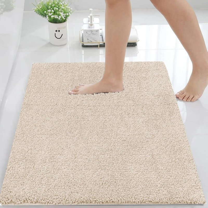 Polypropylene Plastic Non-Slip Bath Mat, Beige, Single - 110cm L x 60cm W