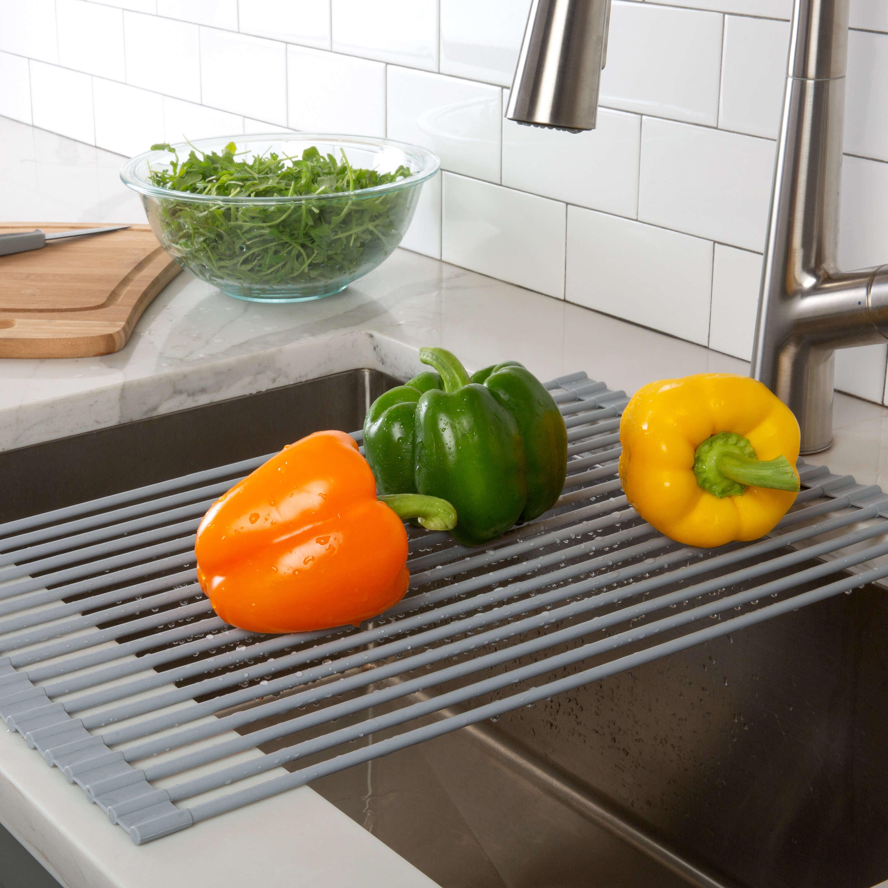 Kitchen Details Coated Roll up over the Sink Silicone Drain Tray