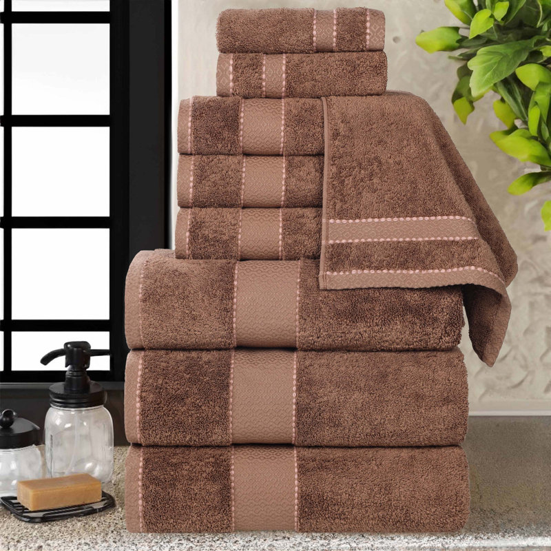 Niles 9 Piece Egyptian Giza Cotton Towel Set, Chocolate