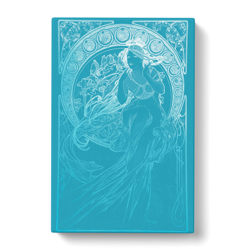 Mucha In Blue by Alphonse Mucha - Wrapped Canvas Print, 76cm H x 50cm W x 3cm D