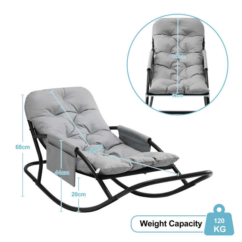 Single Steel Tube Rocking Chair, Technical Fabric, Light Grey