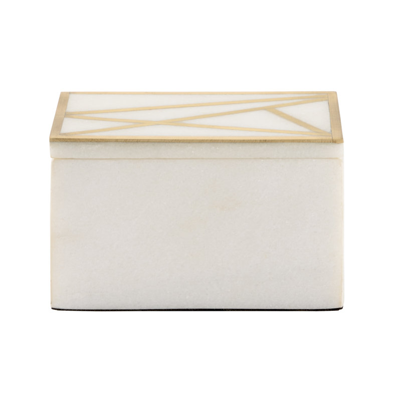 Genesis Alabaster Decorative Box, 3" H x 5" W x 3" D
