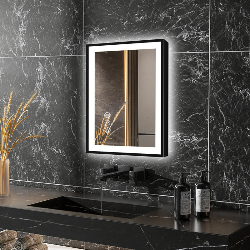 Smart LED Bathroom Mirror with Adjustable Color Temperature, Dimmable, Defogging, 28" H x 20"  W x 1" D