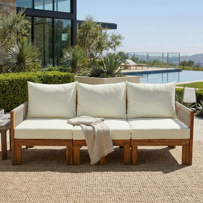 3 - Person Patio Daybed With Cushions, Outdoor Sunbed Patio Sleeper Sofa For Patio, Backyard, Pool