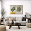 Boho de style Mid-Century moderne, "Bold Bright Yellow & Green Leaves-70115284-70115283