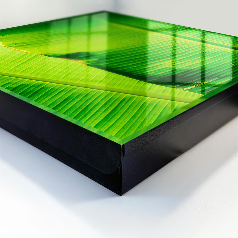Key box for home, Opens to the right, 30x30x5, Black, Lush green leaves with delicate lines, 