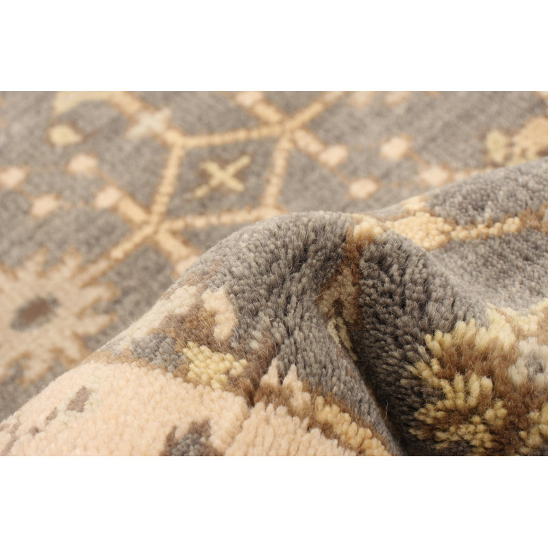 Tapis gris foncé en laine noué à la main 2 pi 8 po x 15 pi 5 po Royal Ushak