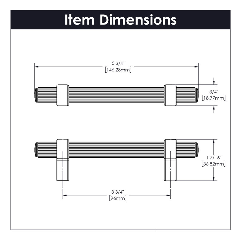 Sinclaire Centre to Centre Bar Pull, Matte Black, 0.75, 3.75
