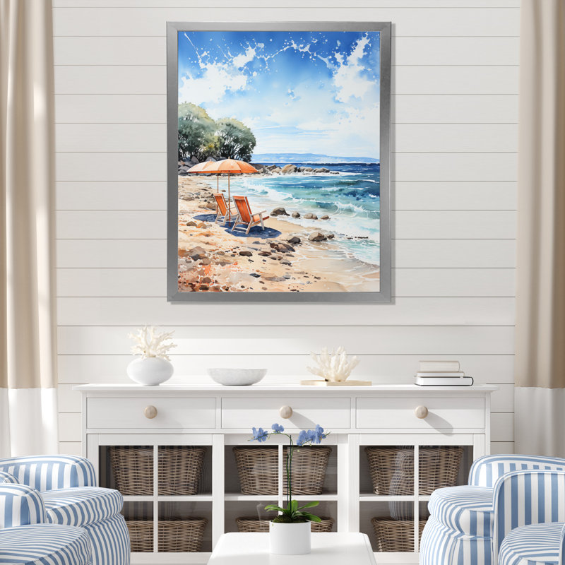 Parasol de plage Splash II - imprimé, Cadre simple argenté, H 32 po x l 24 po x P 1 po