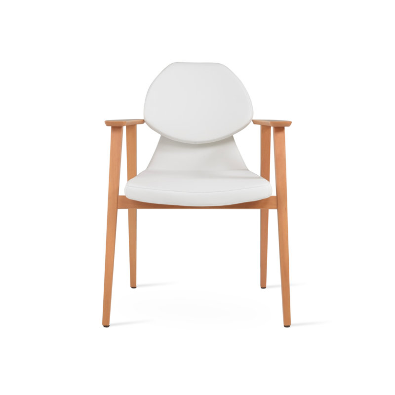 Chaise d'appoint Gakko, Naturel, Similicuir blanc