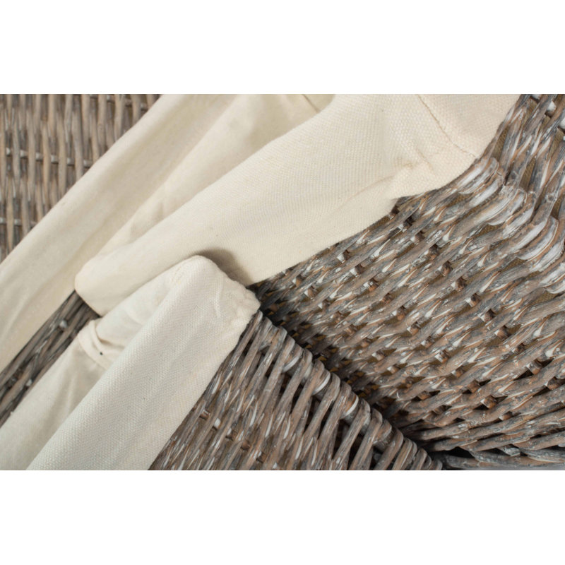 4 Piece Wicker Willow Storage Basket Set with Lining, Grey Wash/White Lining