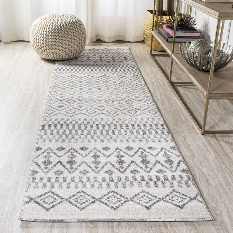 Tapis crème / gris Naia Berber, Tapis de couloir 2 pi 3 po x 10 pi