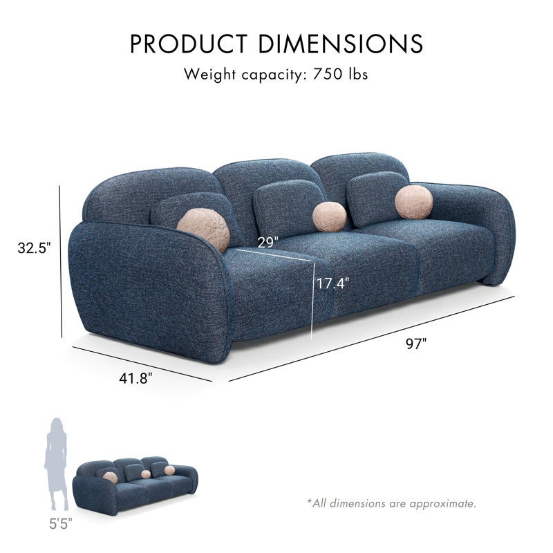 Alysa 3-Piece Sofa Set, Blue, 3
