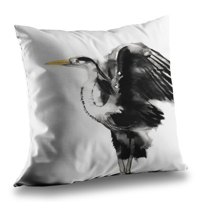 Heron Bathroom Gray Poly Twill Throw | Home Decor Accent – Throw Pillow Cover Only, Double-Sided Print, Insert Not Included