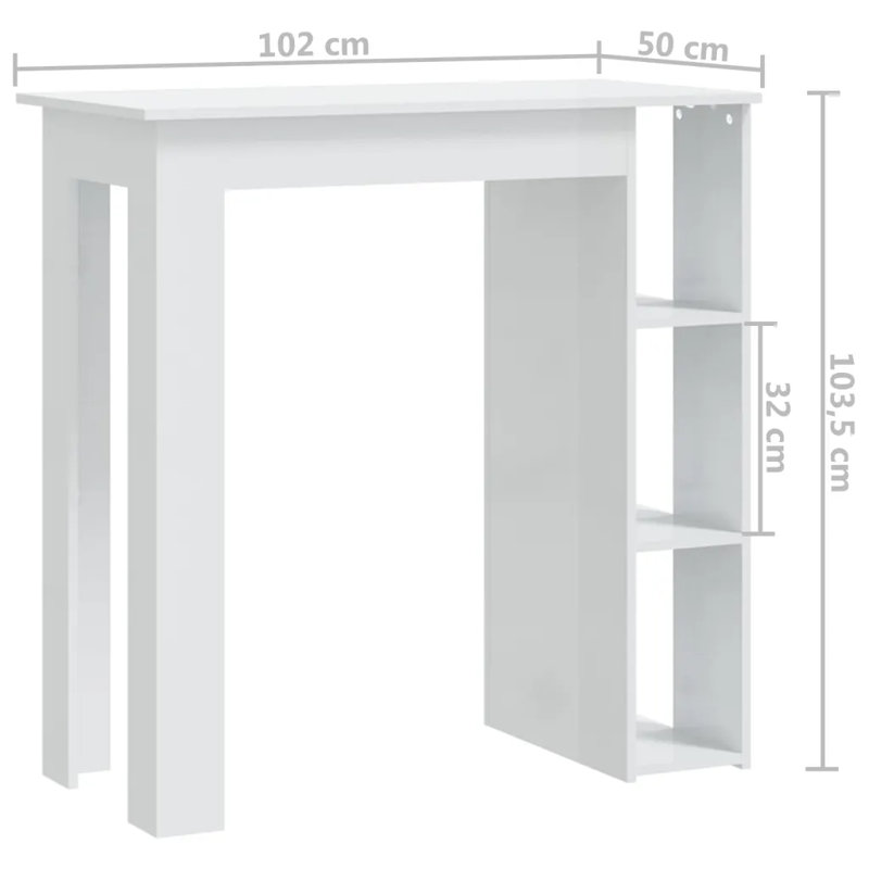 Isaiu Rectangular Dining Table, High Gloss White