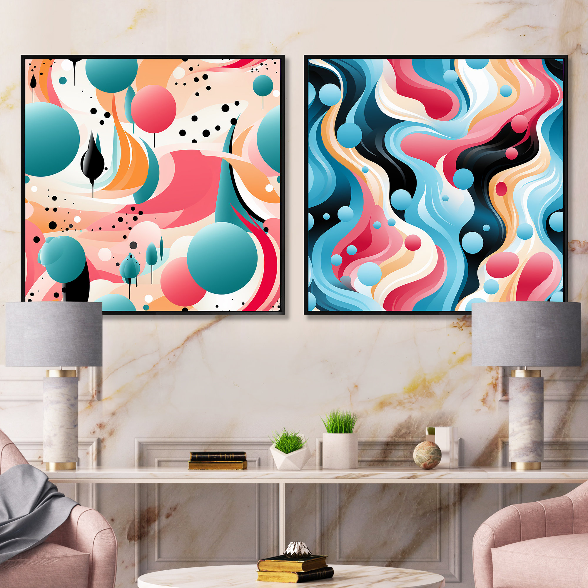 Design Art Popart Bubblegum Mirage - Abstract Shapes Square Collage Set ...