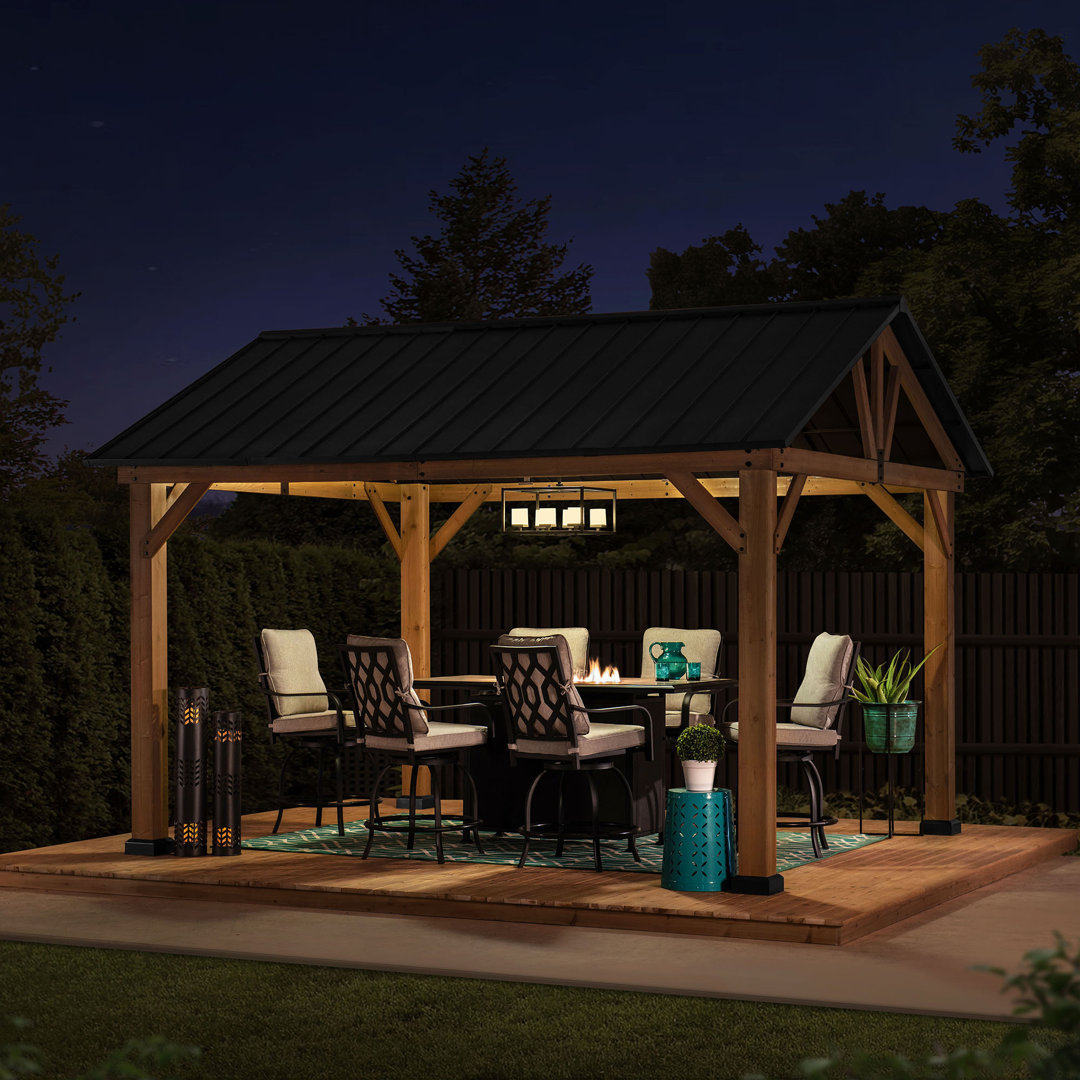 Sunjoy Zedernholz Gazebo TÖDI - 335cm x 399cm, Anthrazit