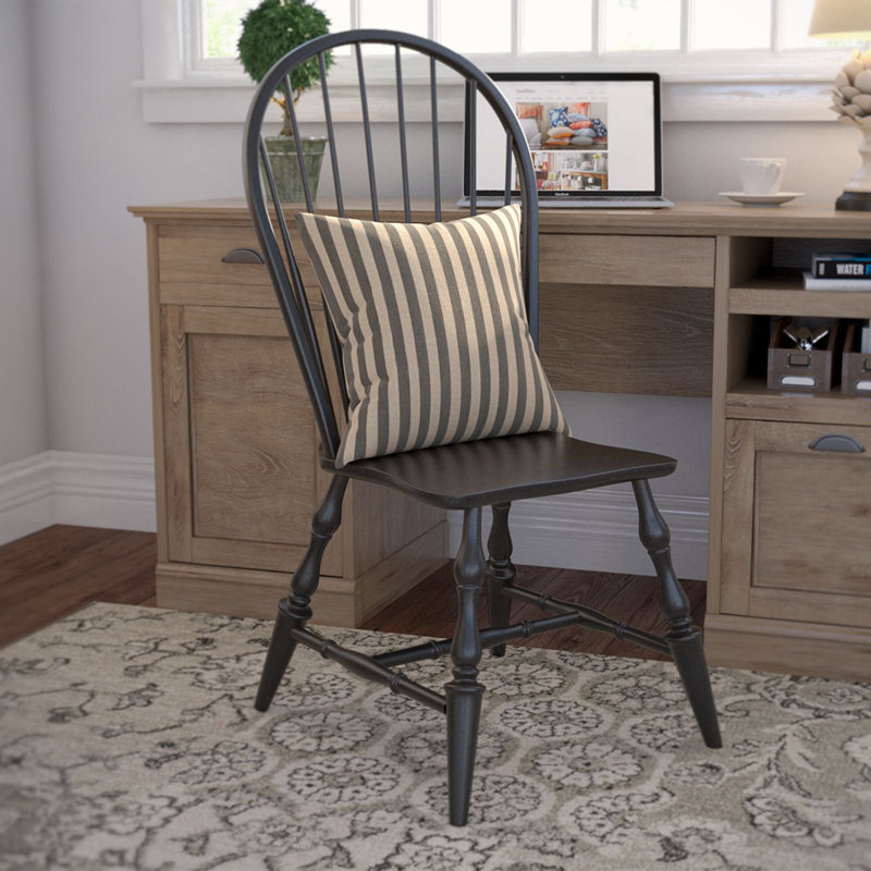 Clermeau 18'' H Solid Wood Side Chair, Distressed Antique Black