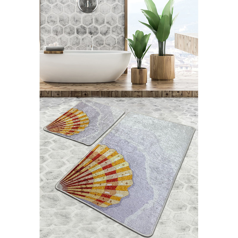 Antibacterial Bathmat Set (2 Pieces), 100% Polyester, 23.6 x 39.4 inches & 19.7 x 23.6 inches | Non-Slip Underside, 700 g/m² | Machine Washable, Quick-Dry, Ideal for Bathroom Safety & Comfort