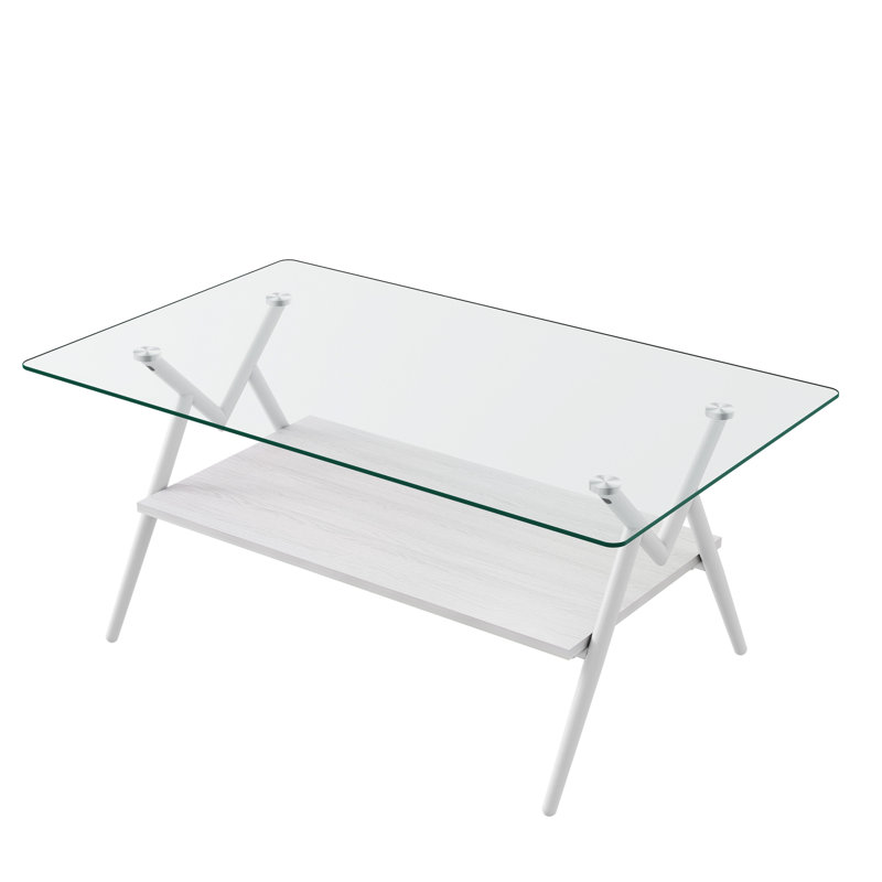 Rectangle Coffee Table, Modern Table, Clear, White