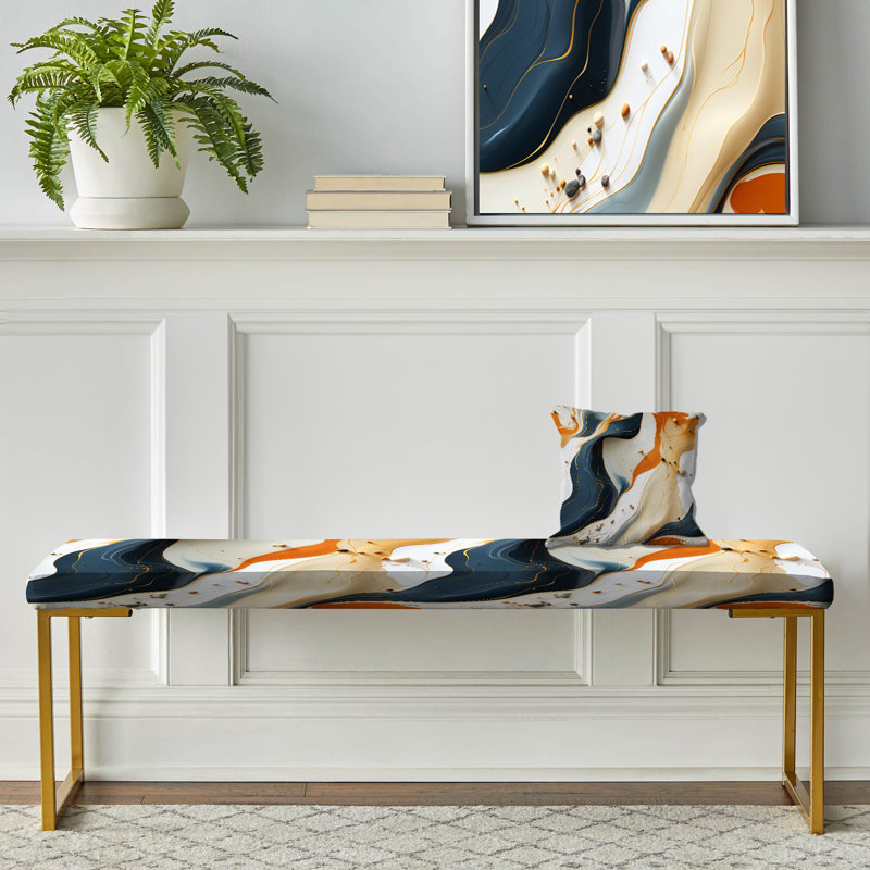 Tribal Essence Marble Motif - Banc recouvert de marbre or