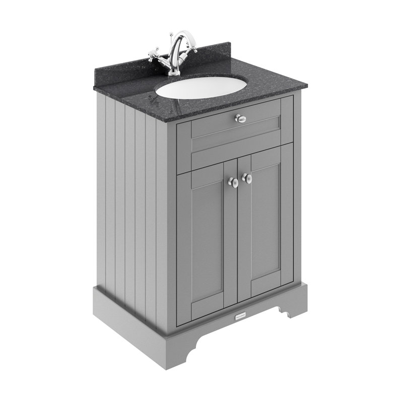 Old London 600mm Free-Standing Vanity Unit, Storm Grey, Black