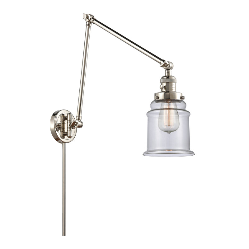 Galaviz Swing Arm Sconce, Clear, Polished Nickel, Bulb Not Included