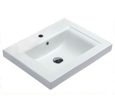 Lavabo de salle de bain carré encastré en céramique Venice