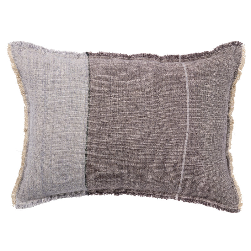 Oreiller en lin Rockefeller, Housse de coussin seulement - sans coussin, H 16 po x l 24 po, Gris