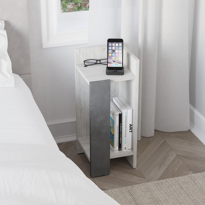 Lochlan Bedside Table, Ancient White, Right Orientation