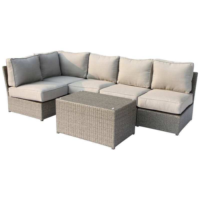 Ensemble de conversation de patio pour 4 personnes avec coussins - entièrement assemblé, installation rapide