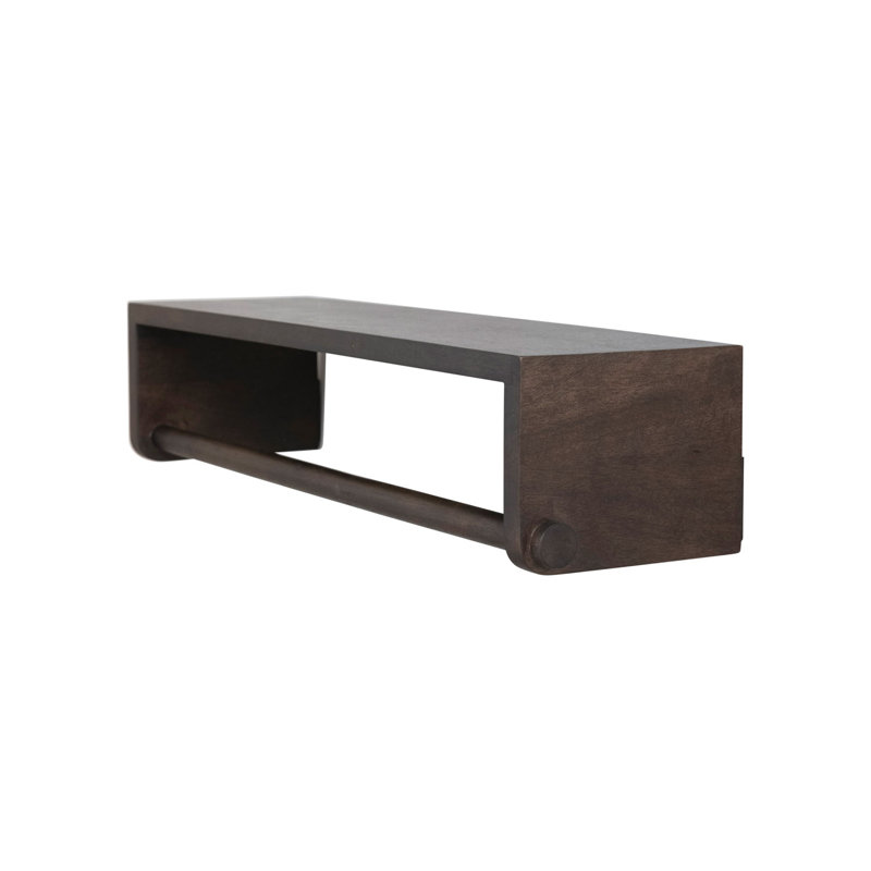 Mango Wood Wall Shelf with Rod
