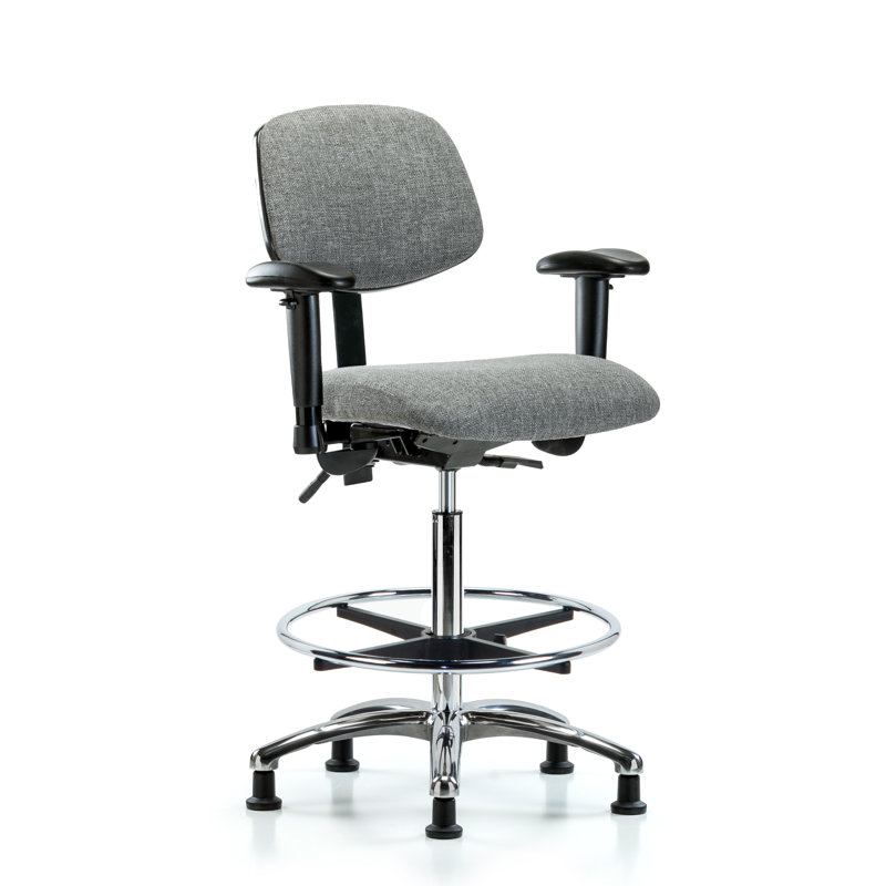 Hermione Drafting Chair, Glides, Gray, Not Included