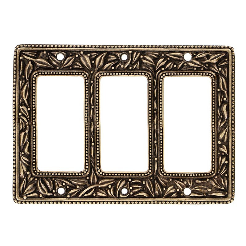 San Michele 3-Gang Rocker Combination Wall Plate, Antique Brass, 4.5" H x  6.25" W x 0.25" D