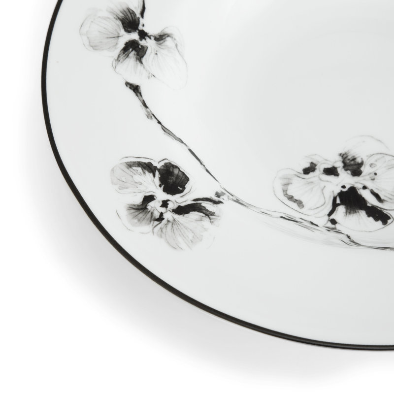 Black Orchid Rimmed Serving Bowl