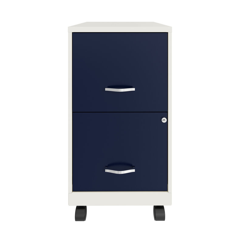 Classeur vertical mobile à 2 tiroirs Krahn, Bleu marine / blanc