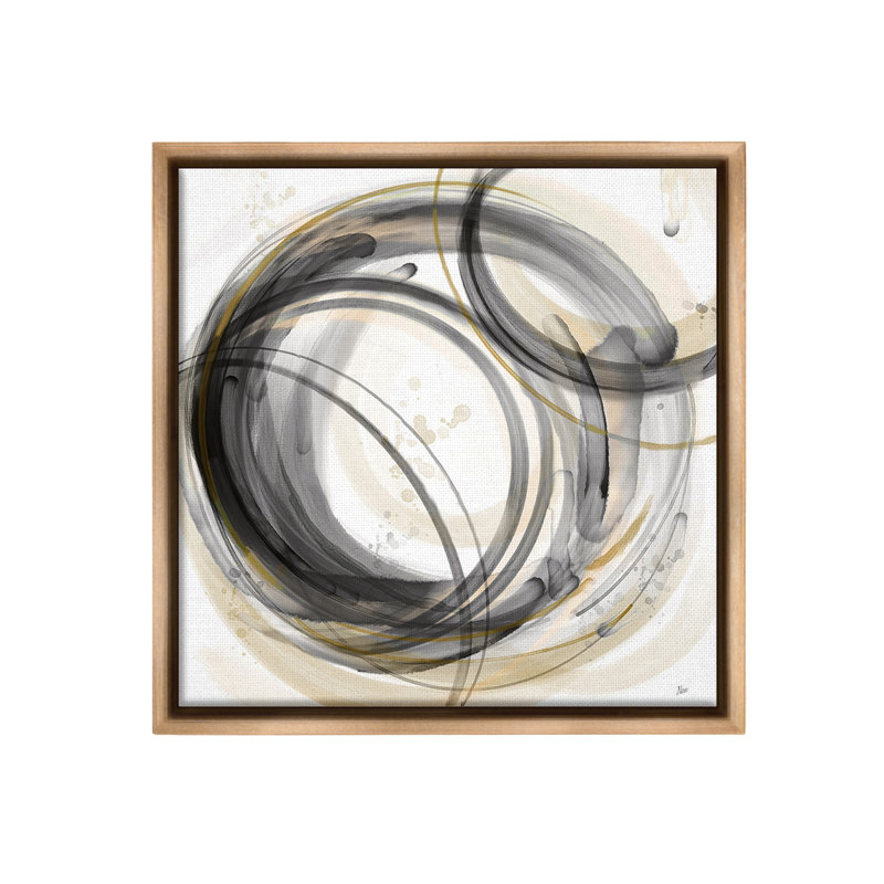 "Neutral Circular Abstract" par Nan sur toile, Cadre flottant orme Montalcino, H 25 po x l 25 po
