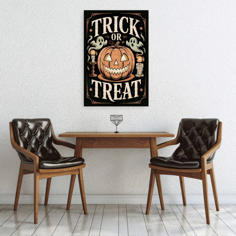 Affiche murale vintage d'Halloween « Des bonbons ou un sort », H 36 po x l 24 po